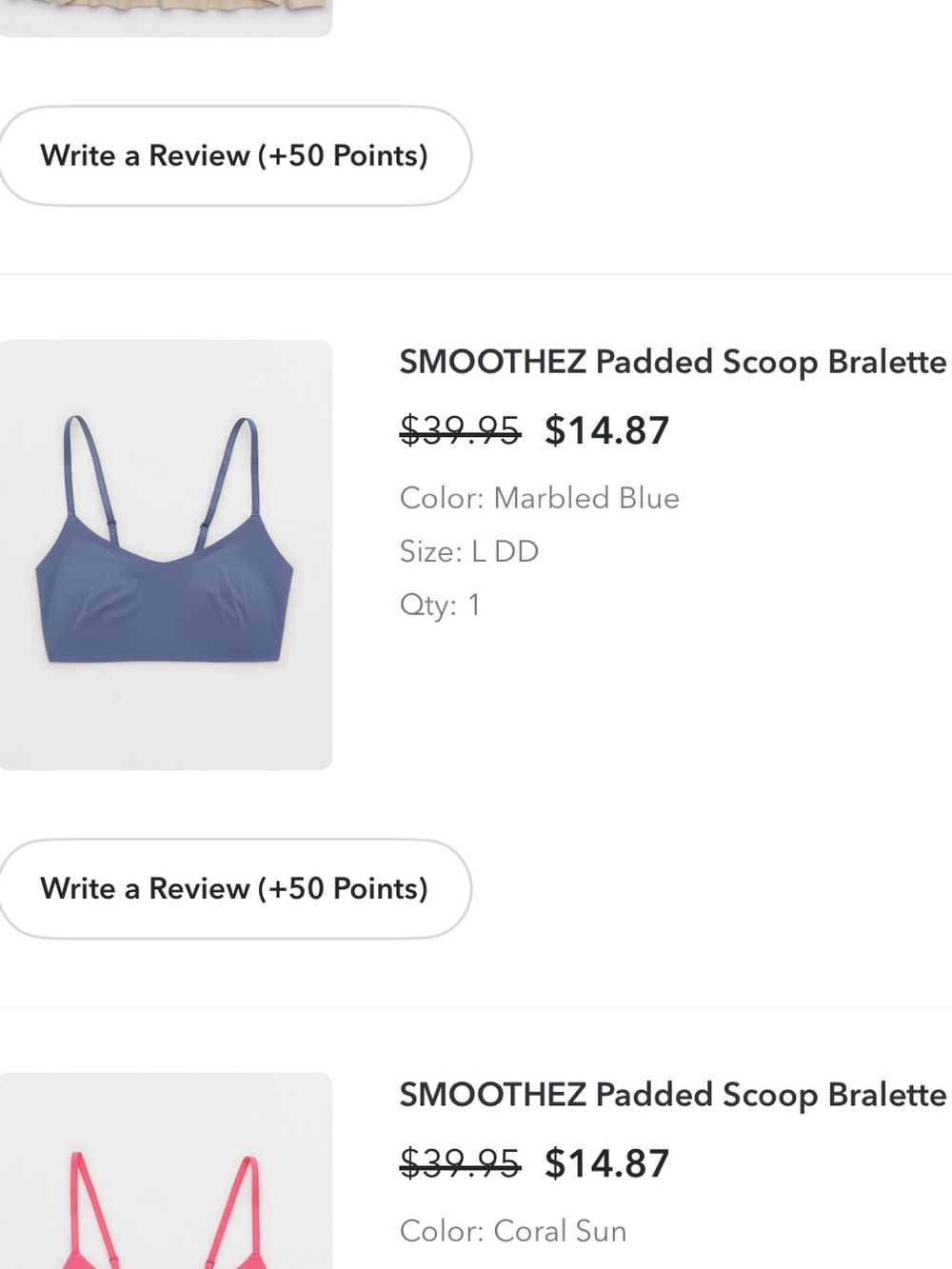aerie Smoothez Padded Scoop Bralette - Marbled Blue